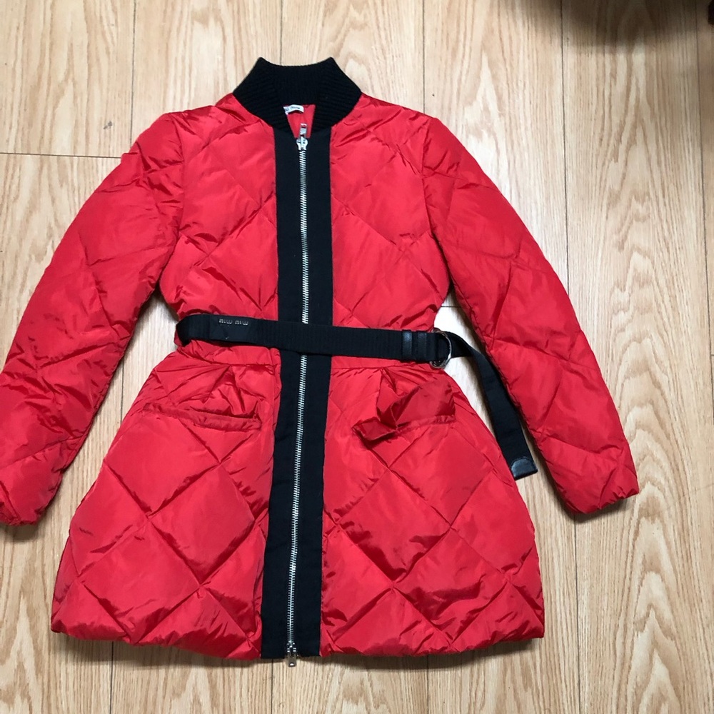 Miu Miu Red quilted Coat 36 Jacket Small